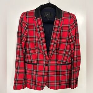 J.Crew Going-Out Blazer in Red Tartan Plaid